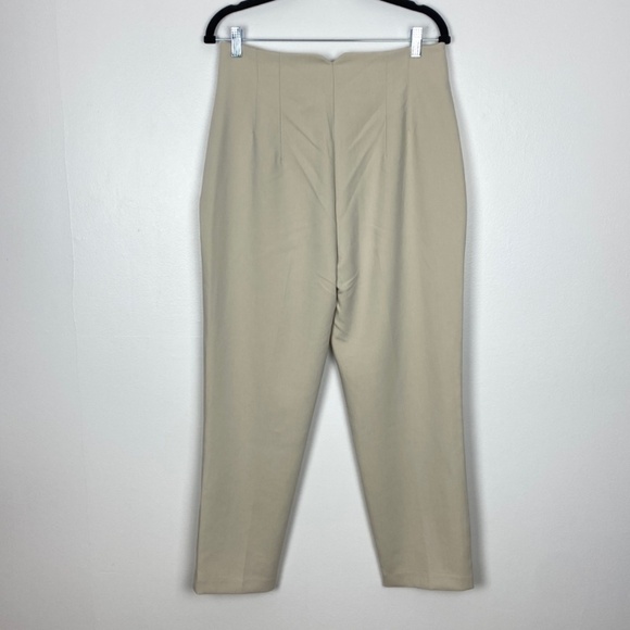 Zara Pants Womens Large Cream High Waisted Tapered Leg Trousers Seamed Darts - Picture 3 of 13